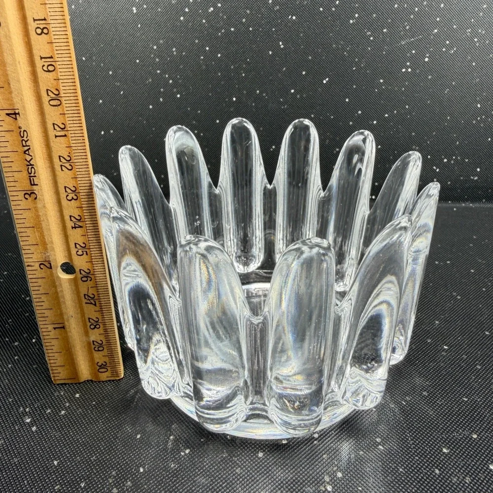 Orrefors Corona Crystal Bowl Lars Hellsten Swedish Glass 3in Clear Crown Dish